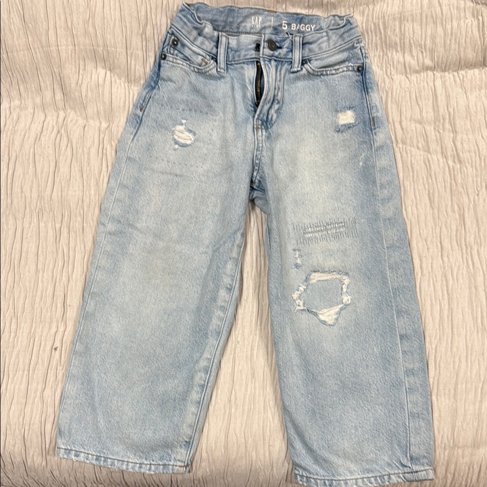 Kids size 5 Gap Light Blue Distressed Jeans